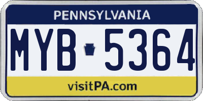PA license plate MYB5364
