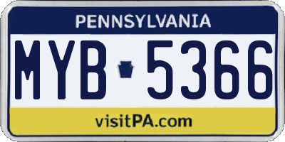 PA license plate MYB5366