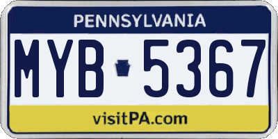 PA license plate MYB5367