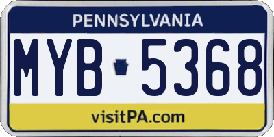 PA license plate MYB5368