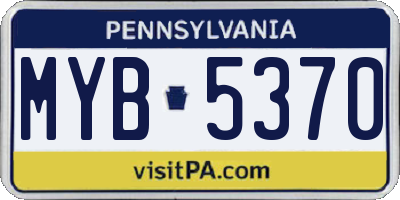 PA license plate MYB5370