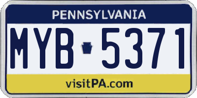 PA license plate MYB5371