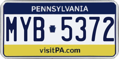 PA license plate MYB5372
