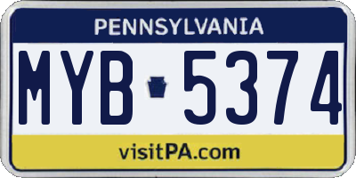 PA license plate MYB5374