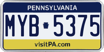 PA license plate MYB5375