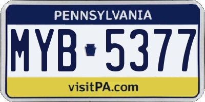PA license plate MYB5377