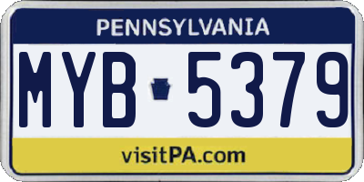 PA license plate MYB5379