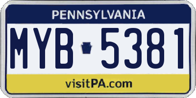 PA license plate MYB5381