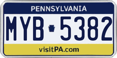 PA license plate MYB5382