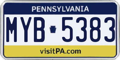 PA license plate MYB5383