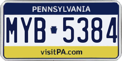 PA license plate MYB5384