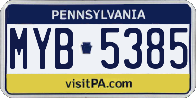 PA license plate MYB5385