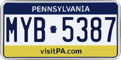 PA license plate MYB5387