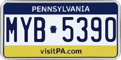 PA license plate MYB5390