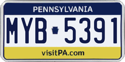 PA license plate MYB5391