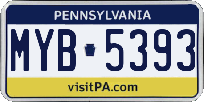 PA license plate MYB5393