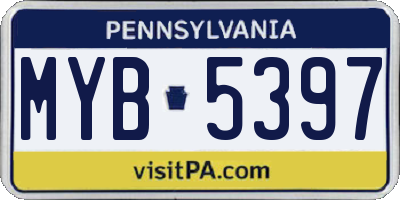 PA license plate MYB5397