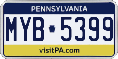 PA license plate MYB5399