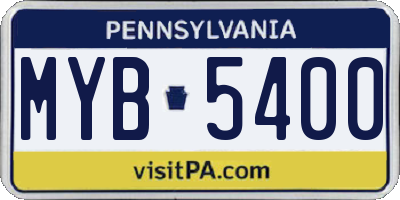 PA license plate MYB5400