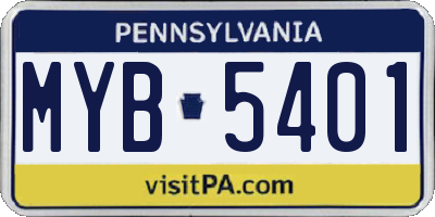 PA license plate MYB5401