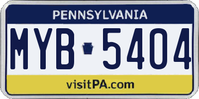 PA license plate MYB5404