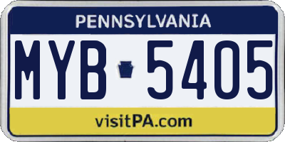 PA license plate MYB5405