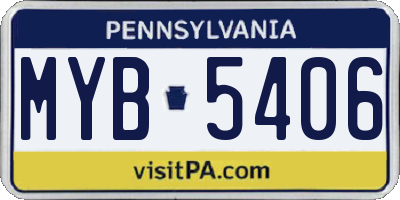 PA license plate MYB5406