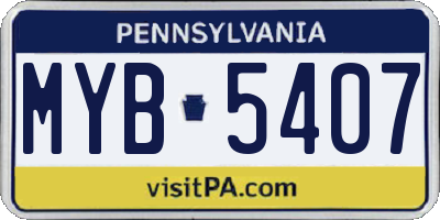 PA license plate MYB5407