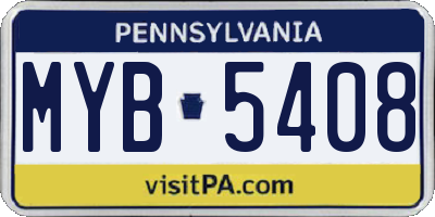 PA license plate MYB5408