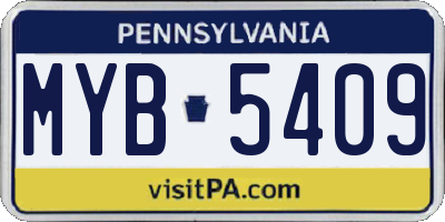 PA license plate MYB5409