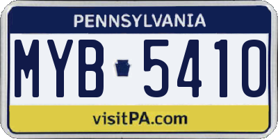 PA license plate MYB5410