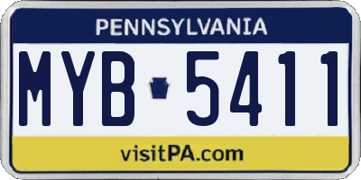 PA license plate MYB5411