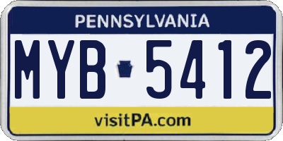 PA license plate MYB5412