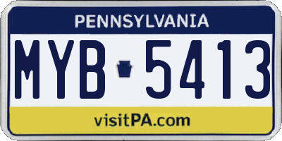PA license plate MYB5413
