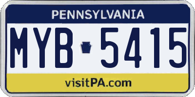 PA license plate MYB5415