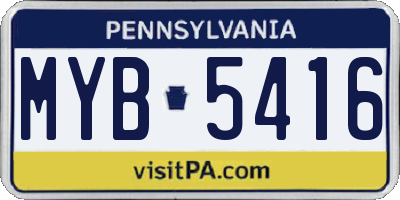 PA license plate MYB5416