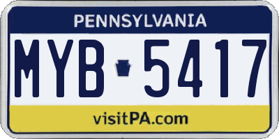 PA license plate MYB5417