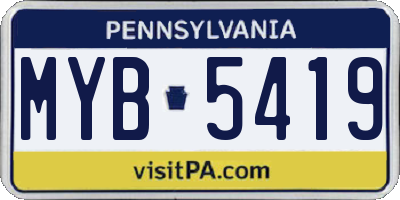 PA license plate MYB5419
