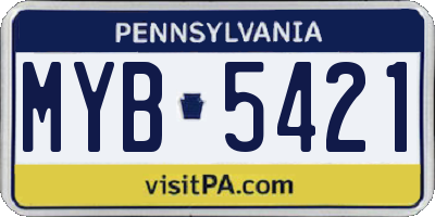 PA license plate MYB5421