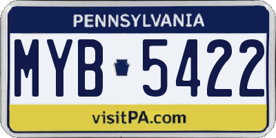 PA license plate MYB5422