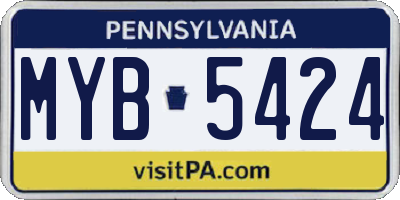 PA license plate MYB5424