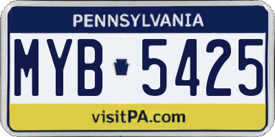 PA license plate MYB5425