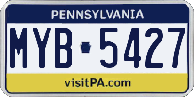 PA license plate MYB5427