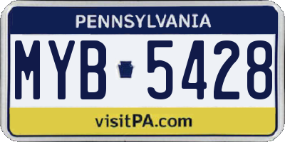 PA license plate MYB5428