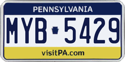 PA license plate MYB5429