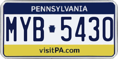 PA license plate MYB5430