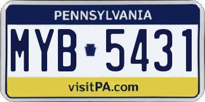PA license plate MYB5431