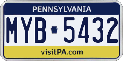 PA license plate MYB5432