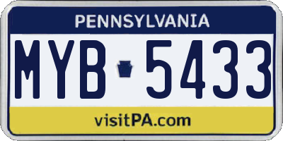 PA license plate MYB5433
