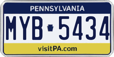 PA license plate MYB5434